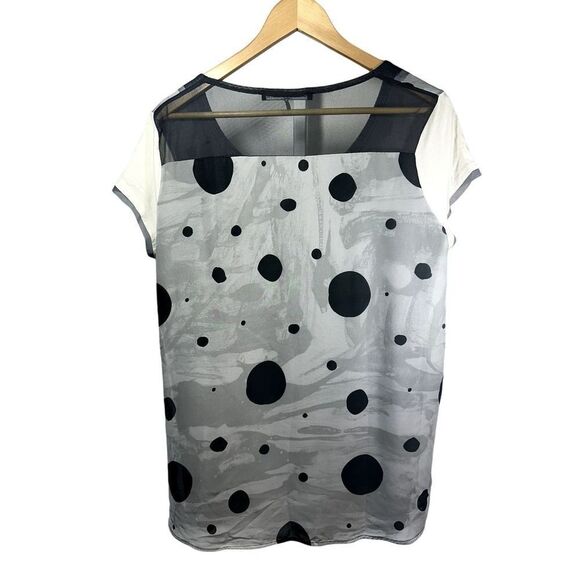 MADO ET LES AUTRES Women's Polka Dot Crew Neck Blouse Black White Size 46 - Picture 10 of 13